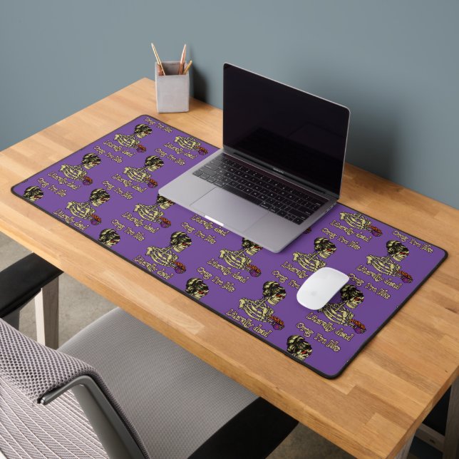 Funny Skeleton Drinking I'm literally Dead Coffee Desk Mat (Office 2)