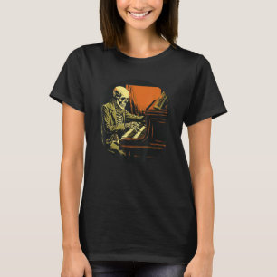 Funny Skeleton Face Composer with Piano Instrument T-Shirt