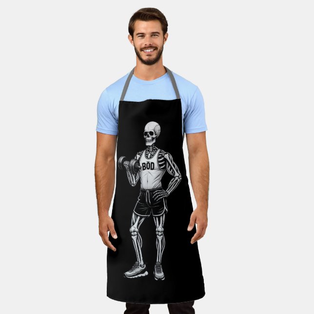Funny Skeleton Father's Day Dad Bod Working Out  Apron (Worn)