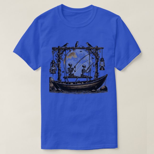 Funny Skeleton Fishing Dad Fathers Day Mon Fishing T-Shirt (Design Front)