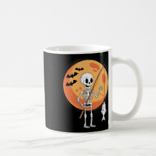 Funny Skeleton Fishing Lovers Moon Spooky Hallowee Coffee Mug