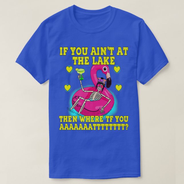 Funny skeleton flamingo floatie summertime summer  T-Shirt (Design Front)