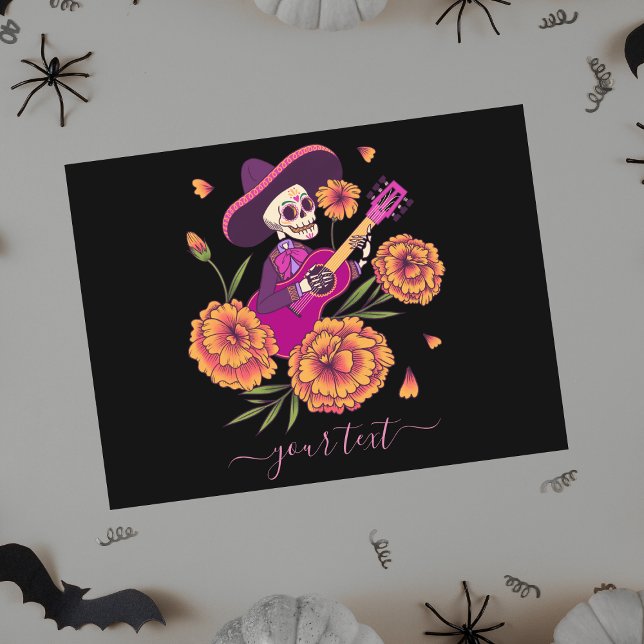 Funny Skeleton Guitare Dia de los Muertos Carte po (Créateur téléchargé)