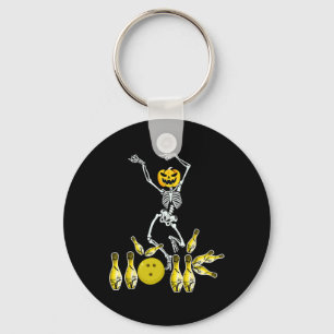 Funny Skeleton Halloween Bowling Shirt Bowler Gift Keychain