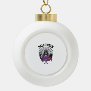 Funny Skeleton Halloween Cape Quote Vintage Design Ceramic Ball Christmas Ornament