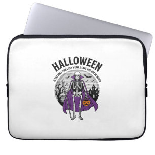 Funny Skeleton Halloween Cape Quote Vintage Design Laptop Sleeve