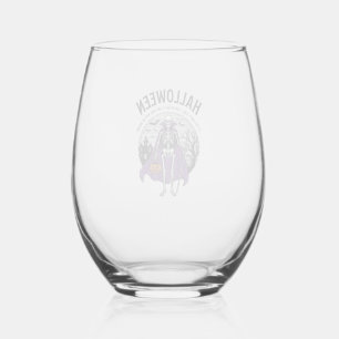 Funny Skeleton Halloween Cape Quote Vintage Design Stemless Wine Glass