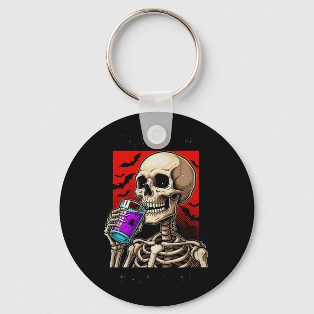 Funny Skeleton Halloween Costume Spooky Party Keychain (Front)