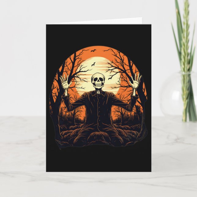 Funny Skeleton Halloween For Men Women  Card (Front)
