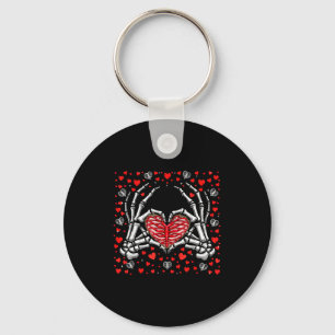 Funny Skeleton Hand Heart Valentines Day Bones Lov Keychain