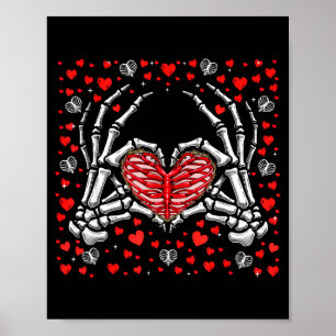 Funny Skeleton Hand Heart Valentines Day Bones Lov Poster