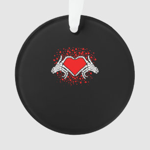 Funny Skeleton Hand Heart Valentines Day Ornament