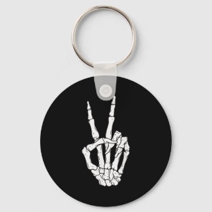 Funny Skeleton Hands Peace Sign Love Halloween Cos Keychain