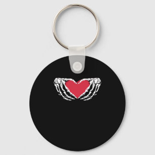 Funny Skeleton Heart Hands Classic Look Keychain