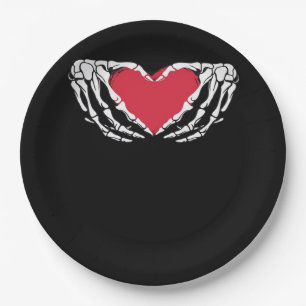 Funny Skeleton Heart Hands Classic Look Paper Plate