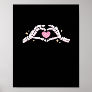 Funny Skeleton Heart Hands Creative Vibe Poster