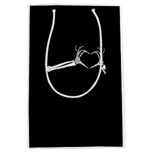 Funny Skeleton Heart Hands Halloween Costume Medium Gift Bag