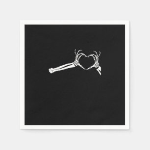 Funny Skeleton Heart Hands. Halloween Costume Skel Napkin