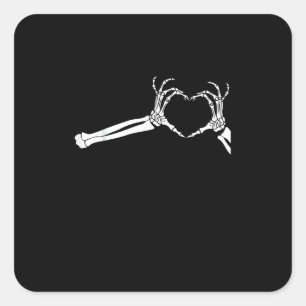 Funny Skeleton Heart Hands. Halloween Costume Skel Square Sticker