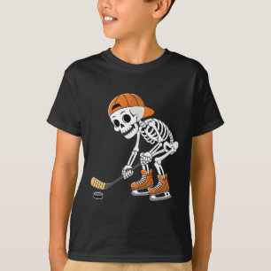 Funny Skeleton Hockey Player Cool Ice Skating T-Shirt