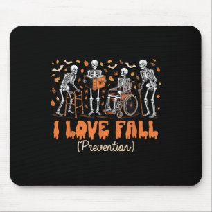 Funny Skeleton I Love Fall Prevention Fall Physica Mouse Pad