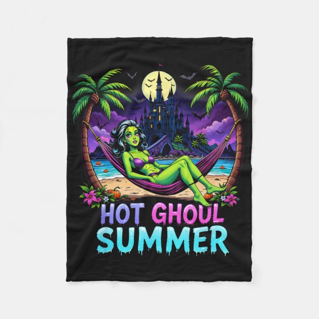 Funny Skeleton Ice Cream Hot Ghoul Summer Summerwe Fleece Blanket (Front)