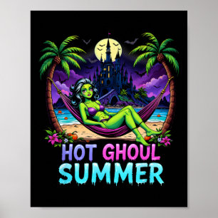 Funny Skeleton Ice Cream Hot Ghoul Summer Summerwe Poster