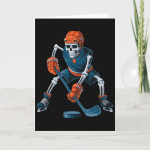 Funny Skeleton Ice Hockey Halloween _1  Card