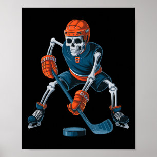 Funny Skeleton Ice Hockey Halloween _1 Poster