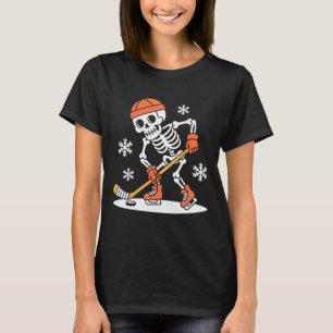 Funny Skeleton Ice Hockey Halloween (1)  T-Shirt