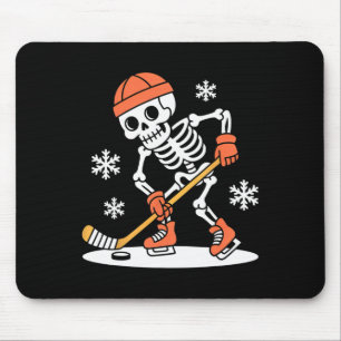 Funny Skeleton Ice Hockey Halloween _2  Mouse Pad