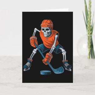Funny Skeleton Ice Hockey Halloween  Card