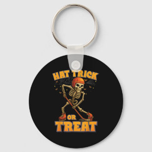 Funny Skeleton Ice Hockey Player Halloween Costume Keychain