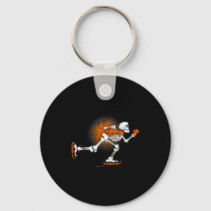 Funny skeleton ice skating halloween skating keychain