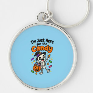 Funny Skeleton I'm Just Here For The Candy Hallowe Keychain