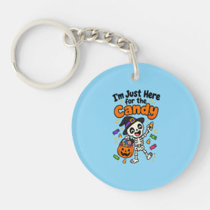 Funny Skeleton I'm Just Here For The Candy Hallowe Keychain