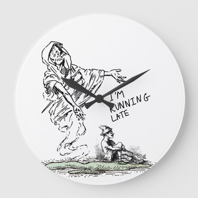 ​Funny Skeleton I'm Running Late Mouse Pad Large Clock (Front)