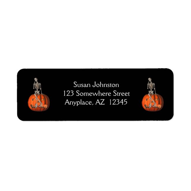 Funny Skeleton Jack O Lantern Halloween Address (Front)