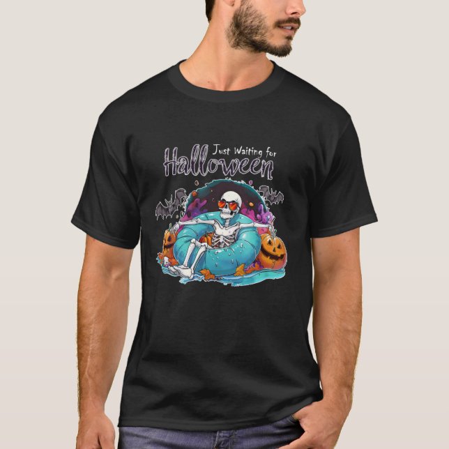 Funny Skeleton Just Waiting for Halloween for Man  T-Shirt (Front)