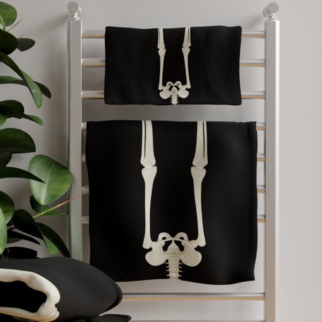 Funny Skeleton Legs Black White Spooky Halloween Bath Towel Set (Creator Uploaded)
