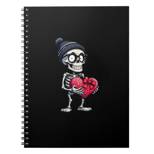 Funny Skeleton Men Women Skeleton Heart Valentines Notebook (Front)