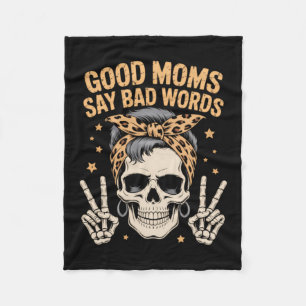 Funny Skeleton Messy Bun Mom Fleece Blanket