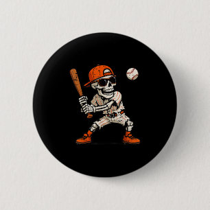 Funny Skeleton Playing Baseball Halloween Boys Men 2 Inch Round Button