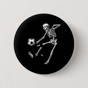 Funny Skeleton Playing Soccer, Halloween Soccer Bo 2 Inch Round Button