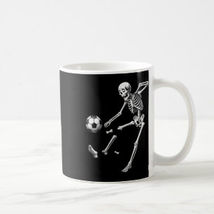 Funny Skeleton Playing Soccer, Halloween Soccer Bo Coffee Mug