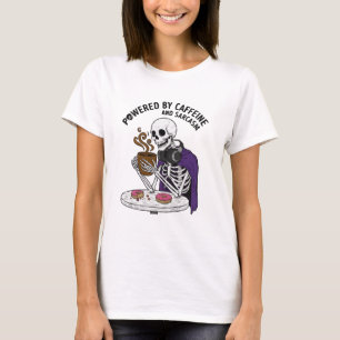 Funny Skeleton Powered by Caffeine and Sarcasm T-Shirt