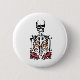 Funny Skeleton Pumpkin Fall 2 Inch Round Button