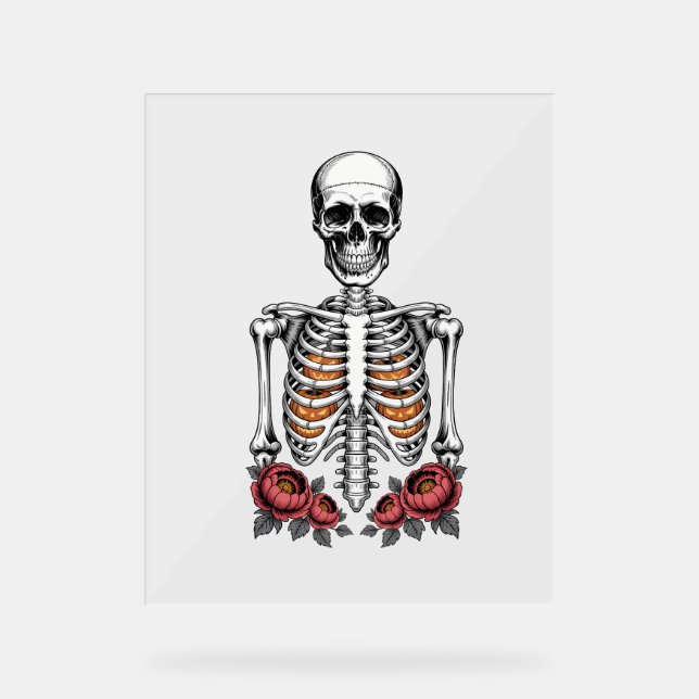 Funny Skeleton Pumpkin Fall Acrylic Sign (Front)