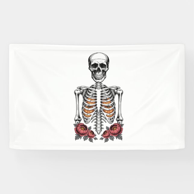 Funny Skeleton Pumpkin Fall Banner (Horizontal)