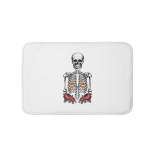 Funny Skeleton Pumpkin Fall Bath Mat